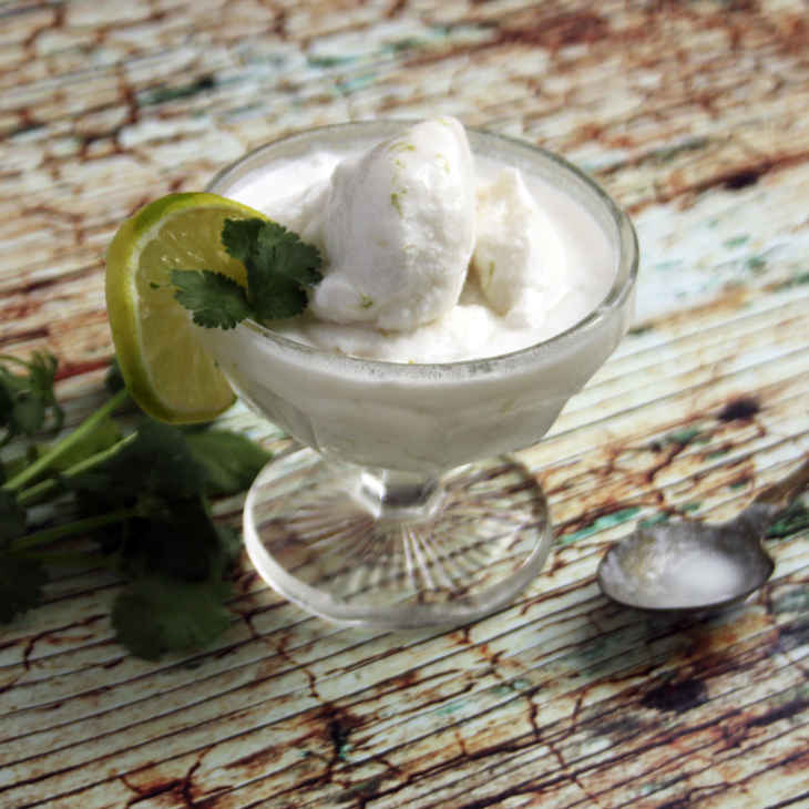 Paleo Coconut Lime and Cilantro Ice Cream Recipe #paleo https://paleoflourish.com/paleo-coconut-lime-cilantro-ice-cream-recipe