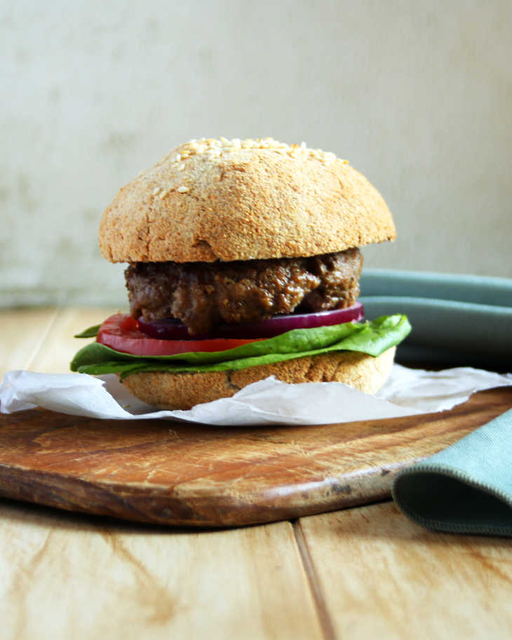 Paleo Burgers on Sesame Buns Recipe #paleo https://paleoflourish.com/paleo-burgers-sesame-buns-recipe